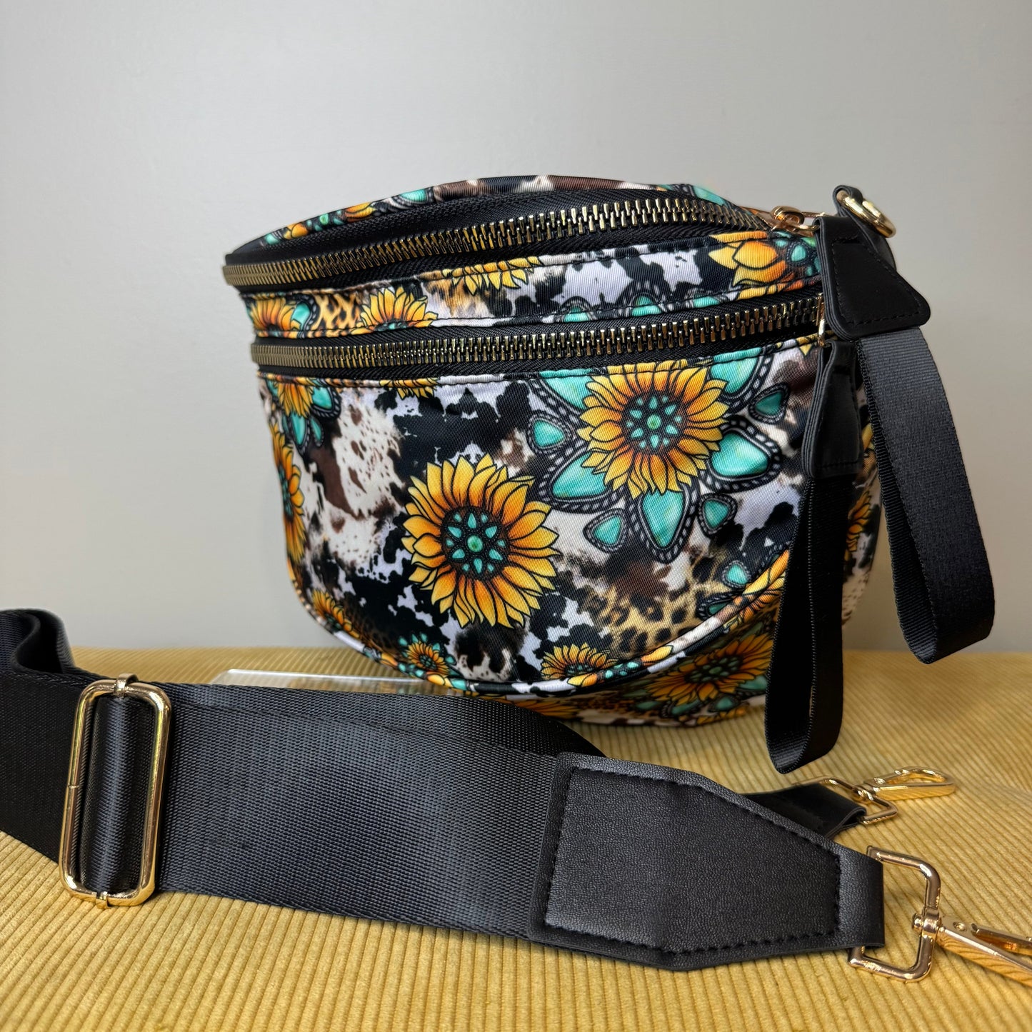 Roni - Nylon Crossbody - Turquoise Sunflower