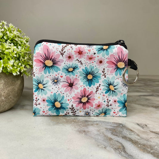 Mini Pouch - Floral Pink Blue Daisy