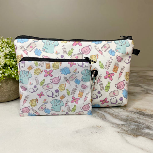 Pouch & Mini Pouch Bundled Set - Colorful Doctor Nurse Things
