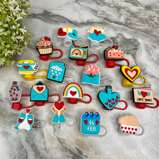 Silicone Straw Toppers Tumbler - Love Mix #3