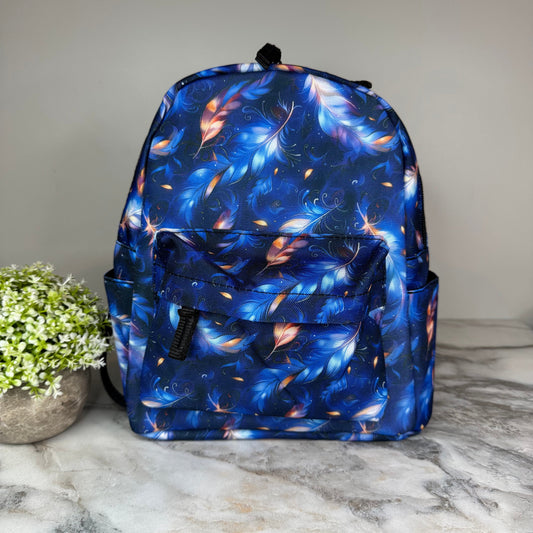Mini Backpack - Blue Feather
