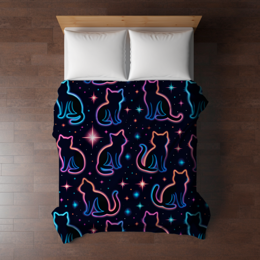Blanket - Halloween - Black Cat Rainbow Outline - PREORDER 7/29-8/1