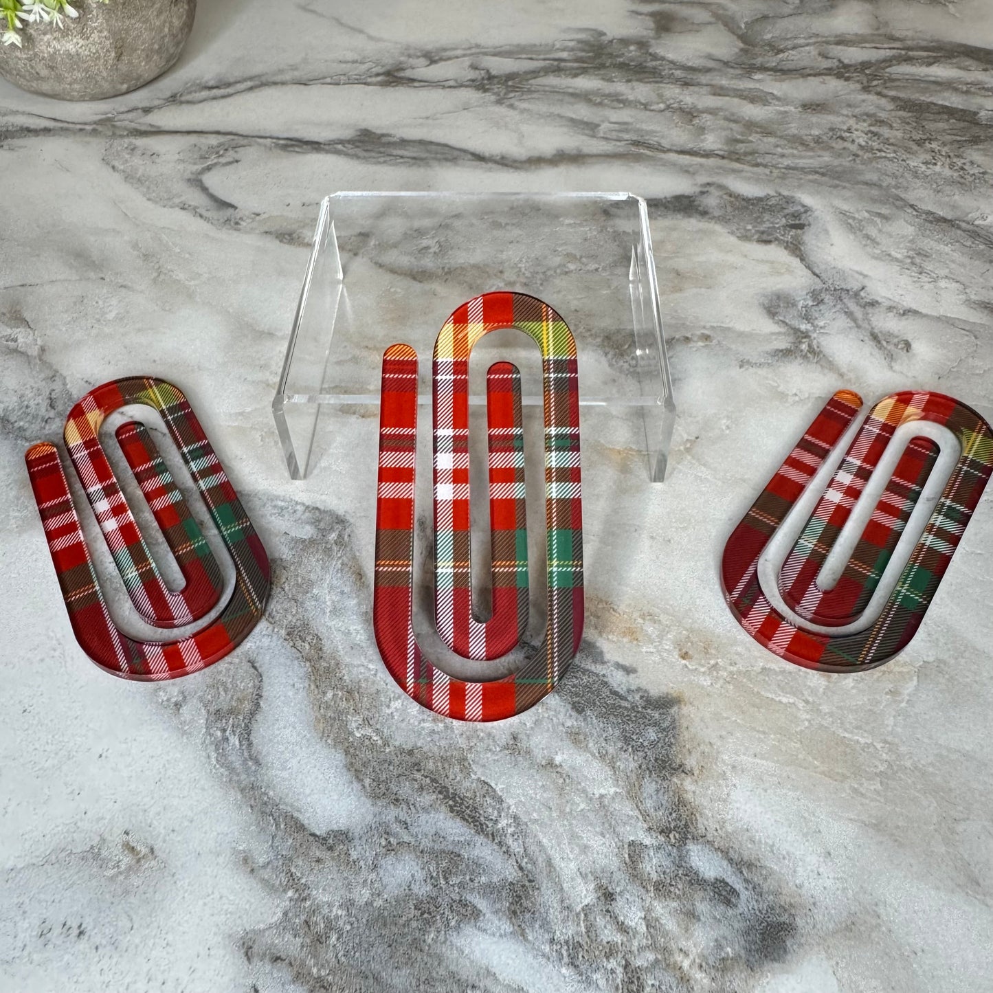 Jumbo Paperclip - Red & Green Plaid