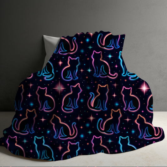 Blanket - Halloween - Black Cat Rainbow Outline - PREORDER 7/29-8/1