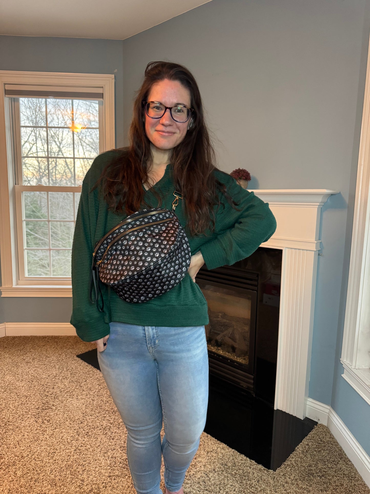 The Roni Nylon Crossbody - Black & Grey Paw