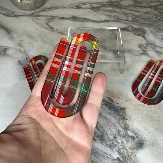 Jumbo Paperclip - Red & Green Plaid