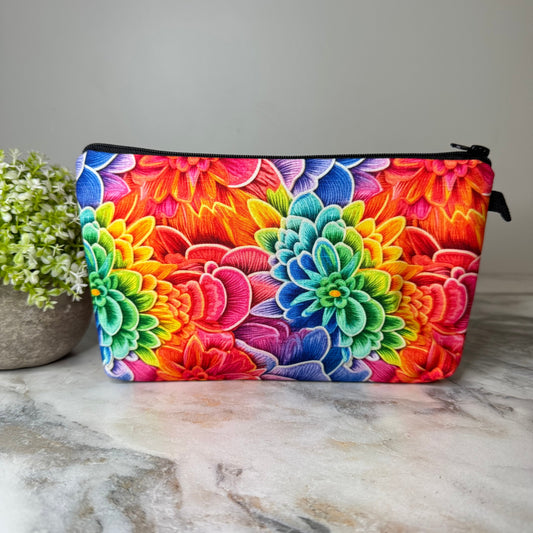 Pouch - Floral, Bright Colorful Embroidery
