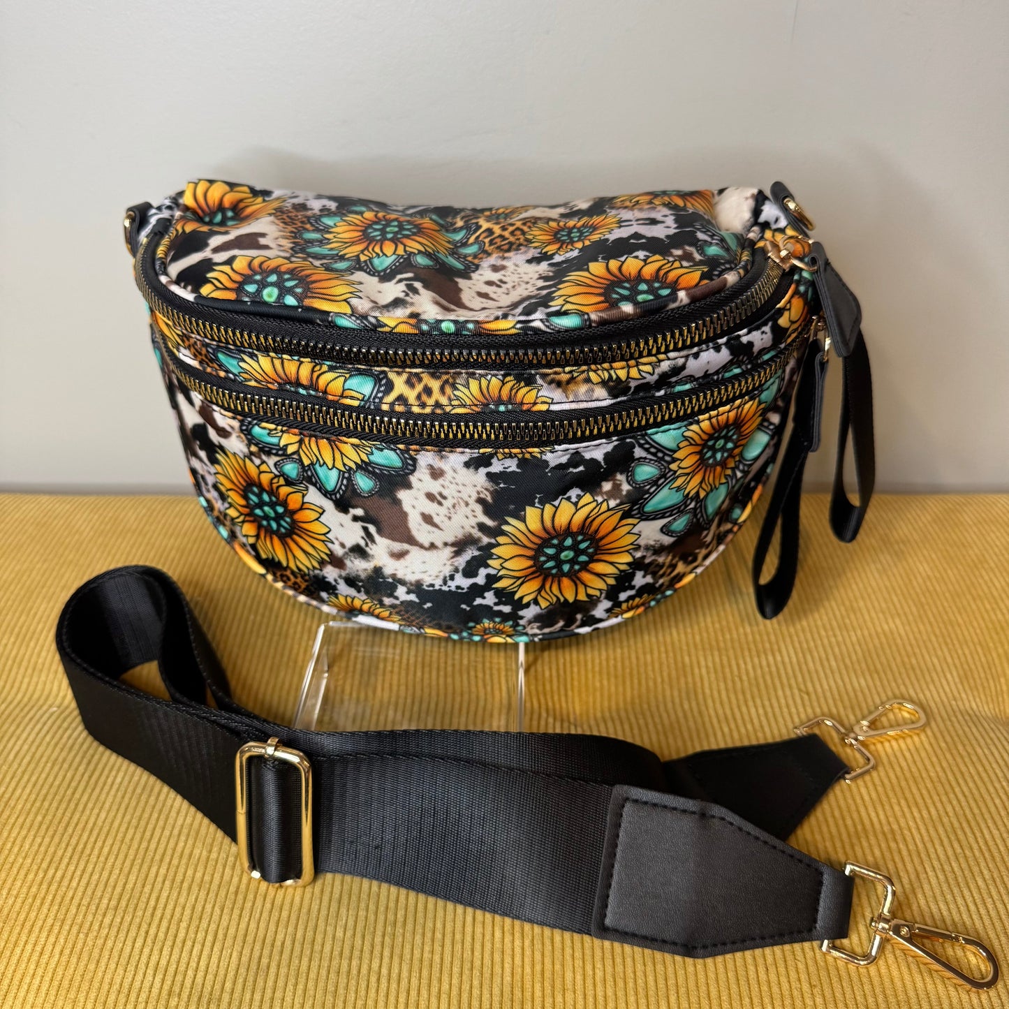 Roni - Nylon Crossbody - Turquoise Sunflower