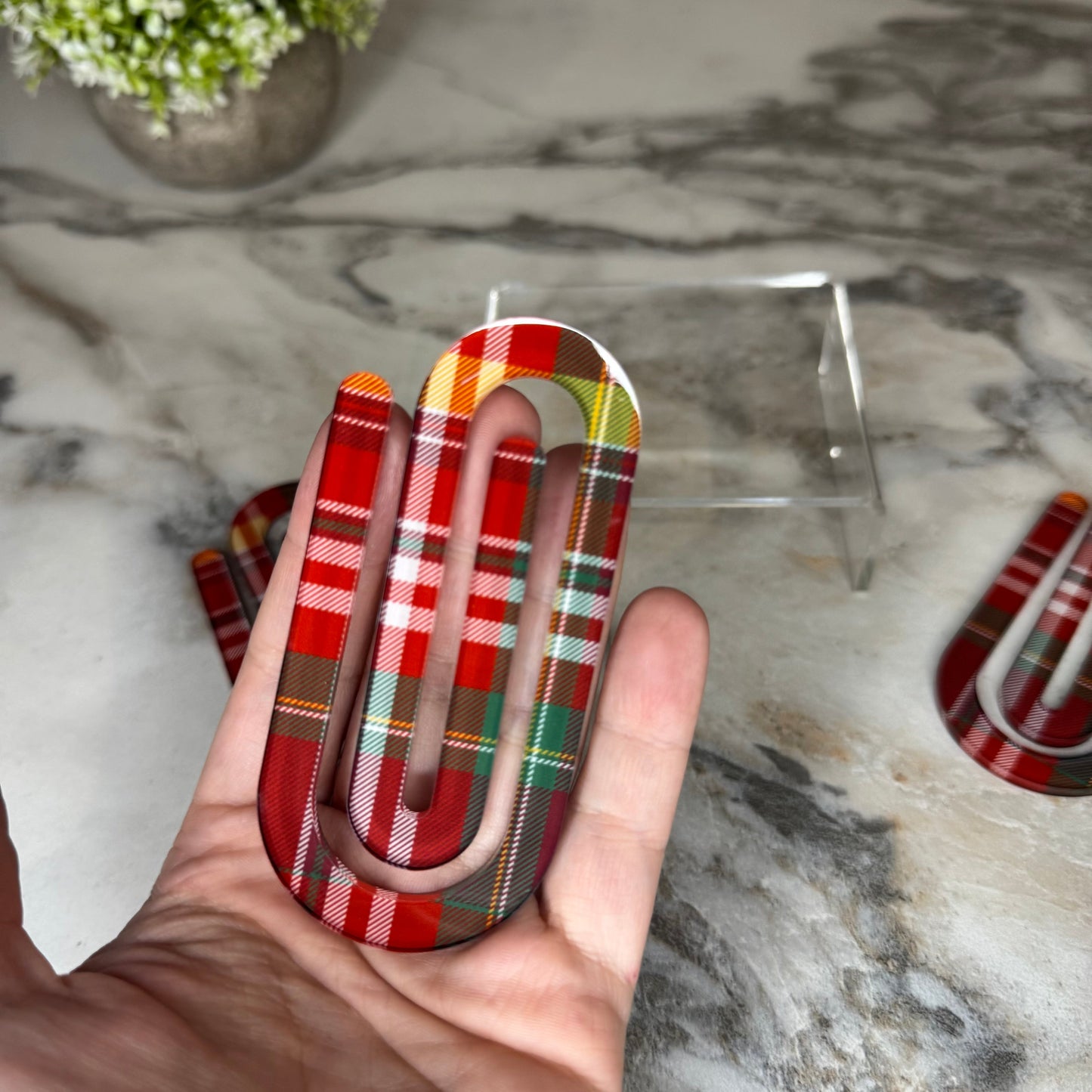 Jumbo Paperclip - Red & Green Plaid