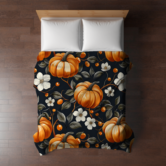 Blanket - Halloween - Pumpkin Floral Vines - PREORDER 7/29-8/1