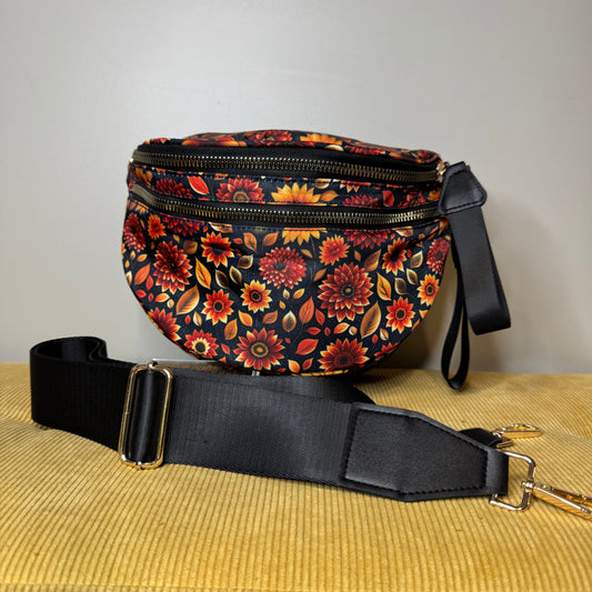 Roni - Nylon Crossbody - Moody Crimson Floral