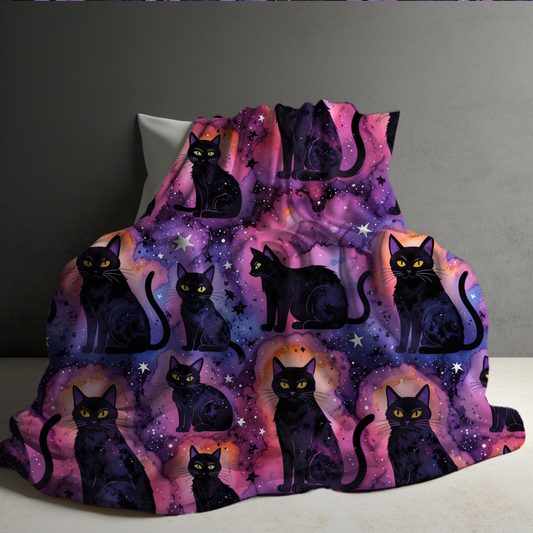 Blanket - Halloween - Black Cat Galaxy - PREORDER 7/29-8/1