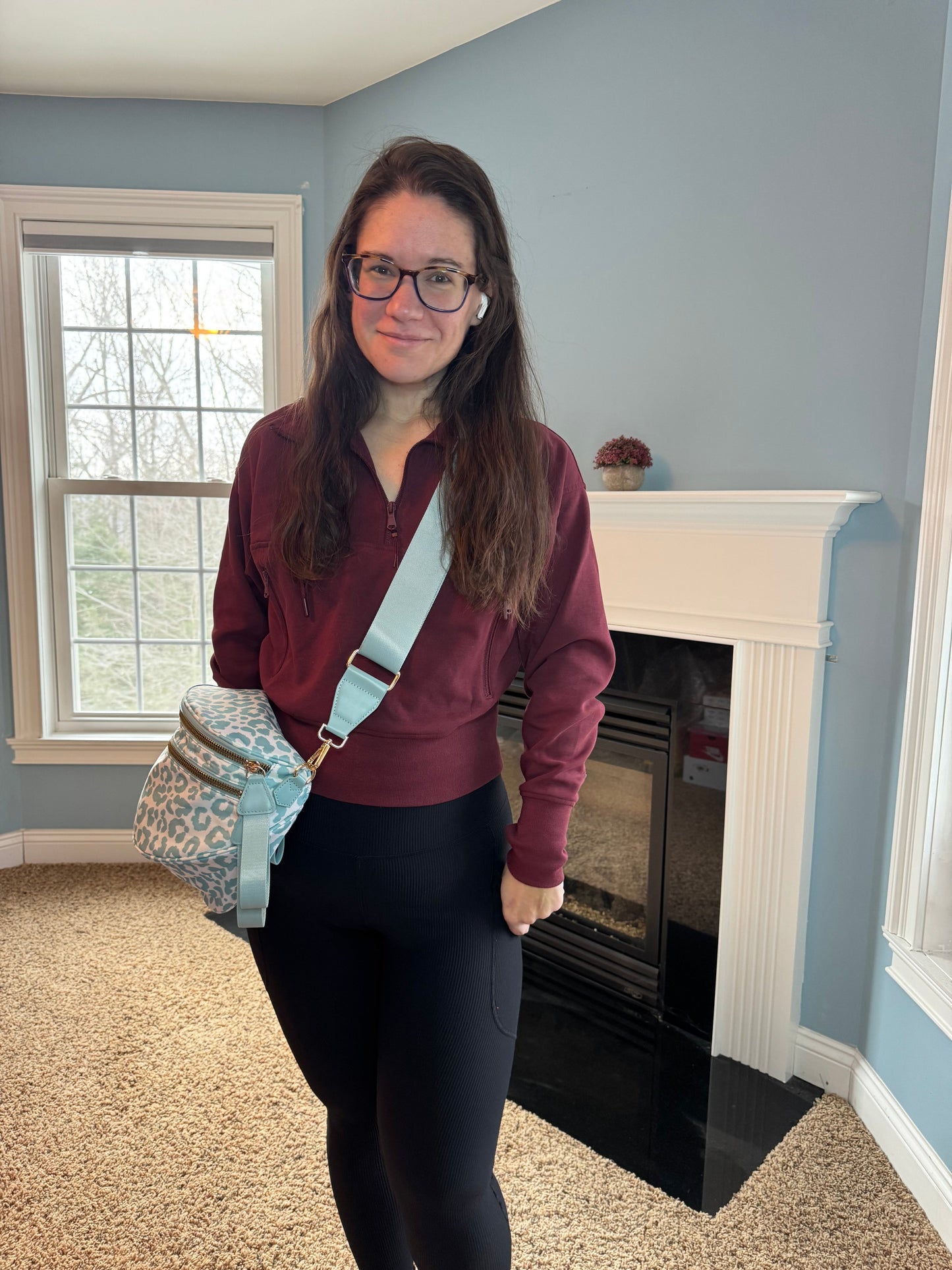 The Roni Nylon Crossbody - Animal Print Aqua