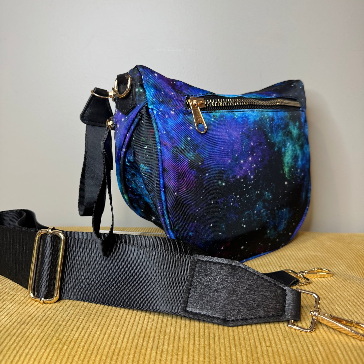 Roni - Nylon Crossbody - Blue Green Purple Galaxy
