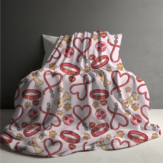 Blanket - Valentine’s Day - Leash Paw Dog Heart - PREORDER