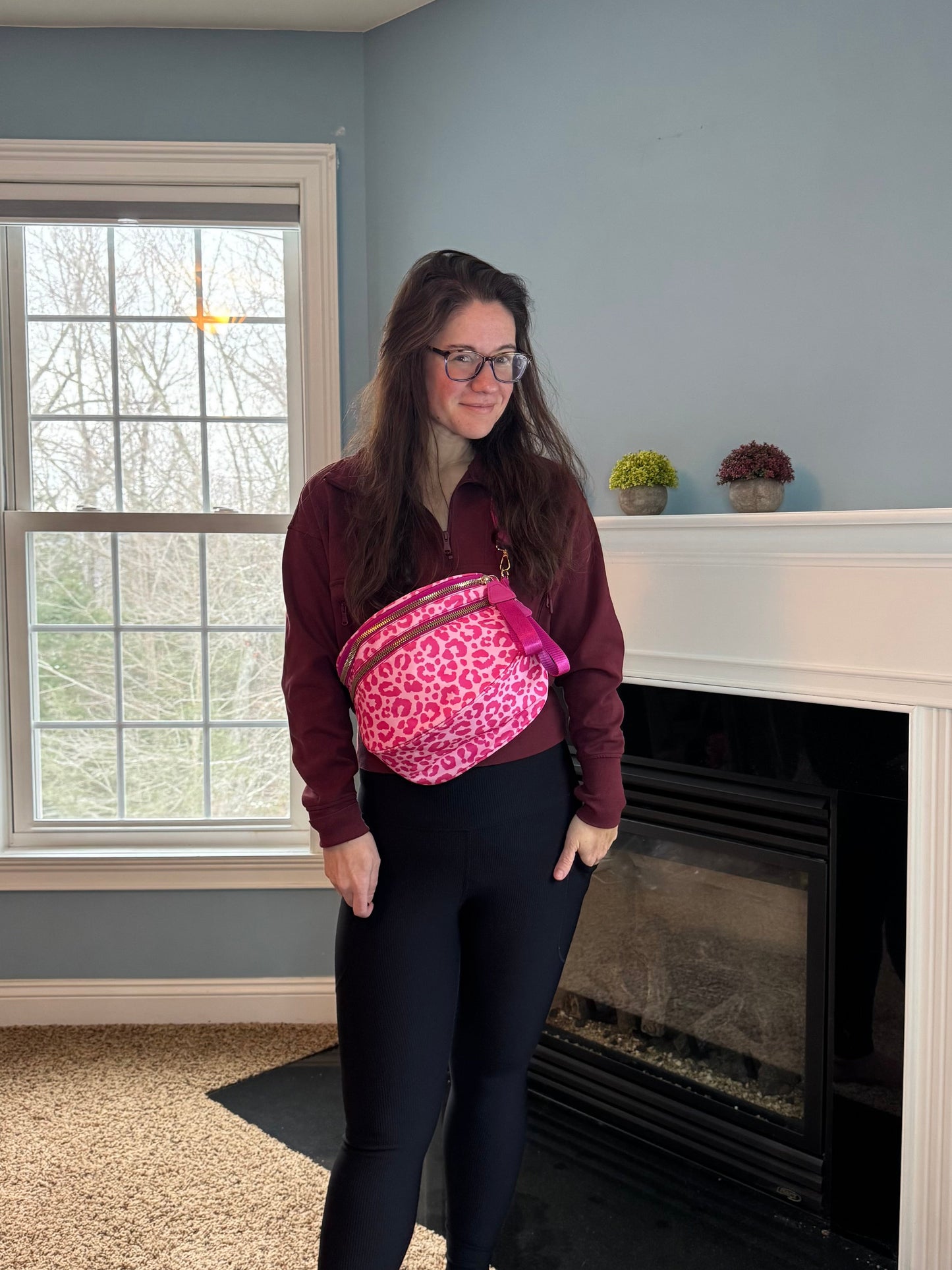 The Roni Nylon Crossbody - Animal Print Hot Pink