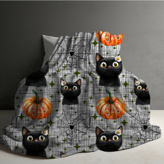 Blanket - Halloween - Black Cat Web Daisy - PREORDER 7/29-8/1