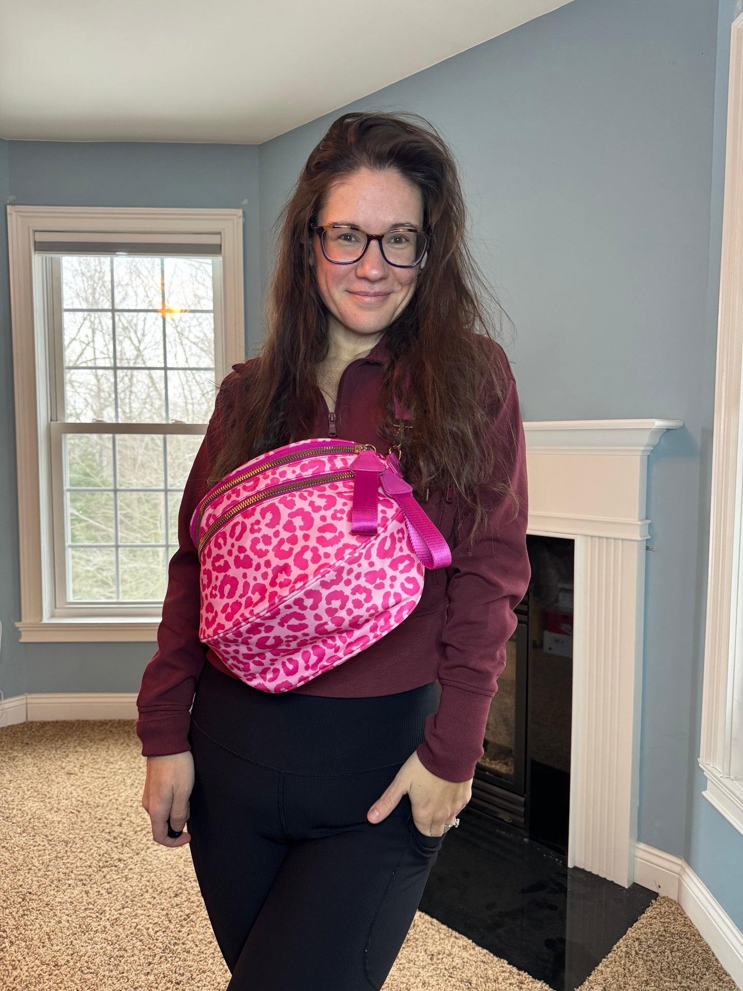 The Roni Nylon Crossbody - Animal Print Hot Pink