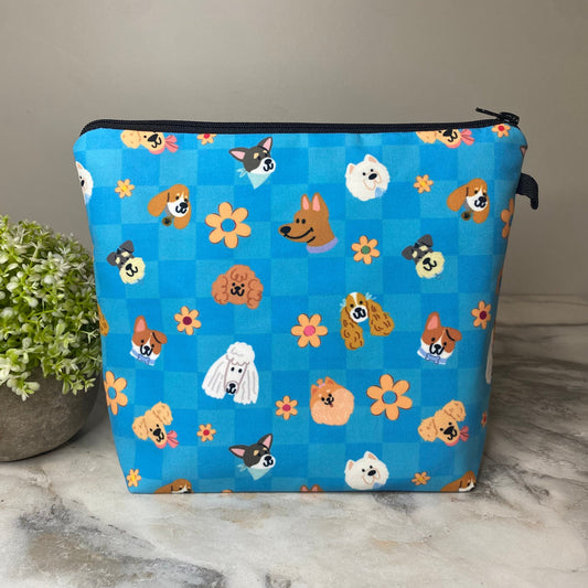 Pouch XL - Dog Checker Blue