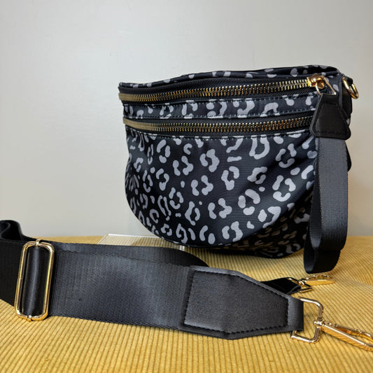 Roni - Nylon Crossbody - Black & Grey Animal