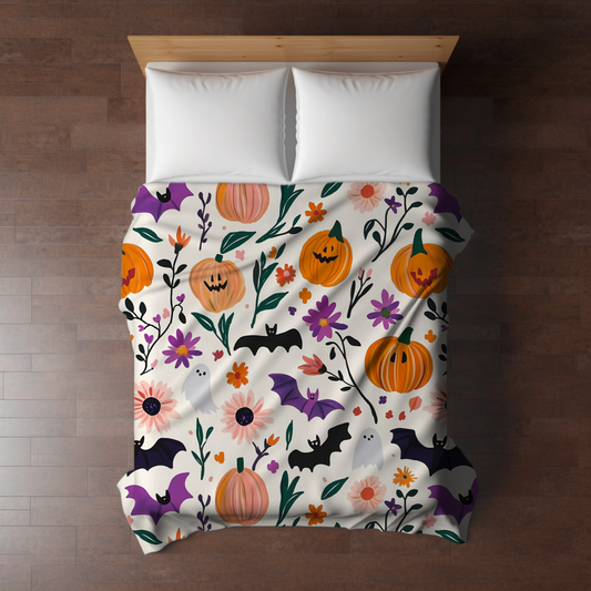 Blanket - Halloween - White Pumpkin Bat - PREORDER 7/29-8/1