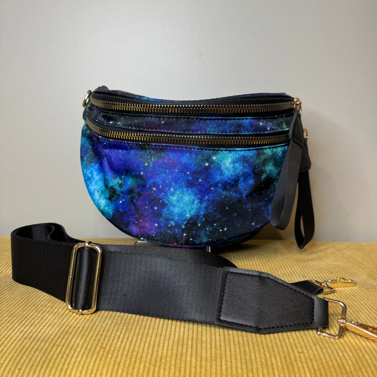 Roni - Nylon Crossbody - Blue Green Purple Galaxy