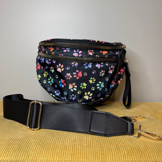 Roni - Nylon Crossbody - Rainbow Paw Print