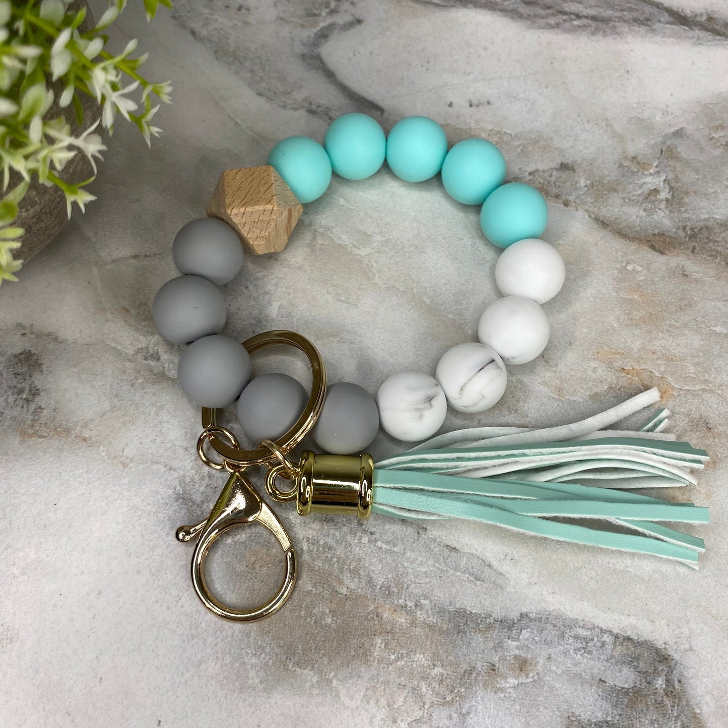 Silicone Bracelet Keychain - Aqua