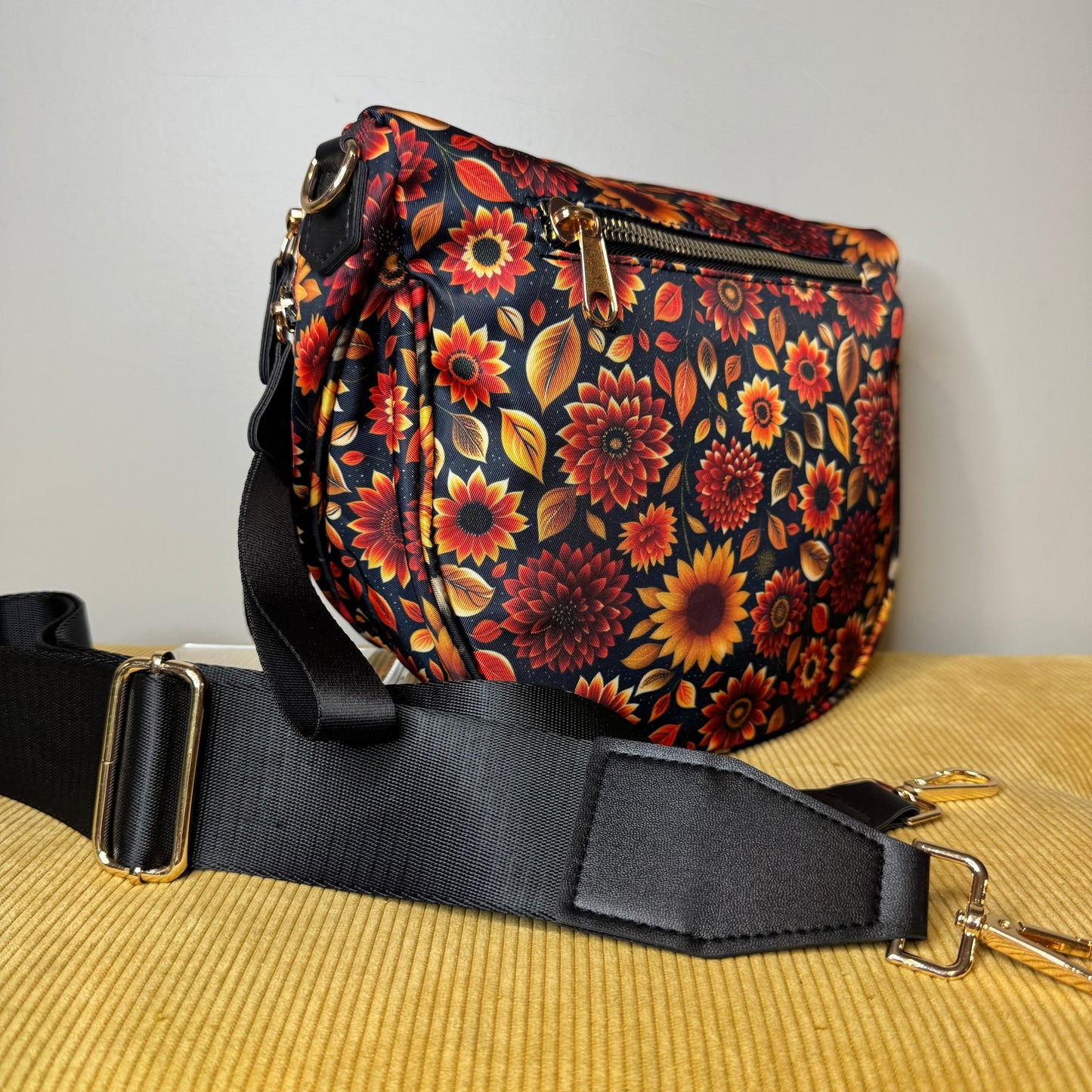 Roni - Nylon Crossbody - Moody Crimson Floral
