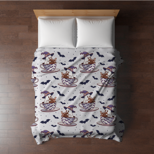 Blanket - Halloween - Reading Book Ghost Teacup - PREORDER 7/29-8/1