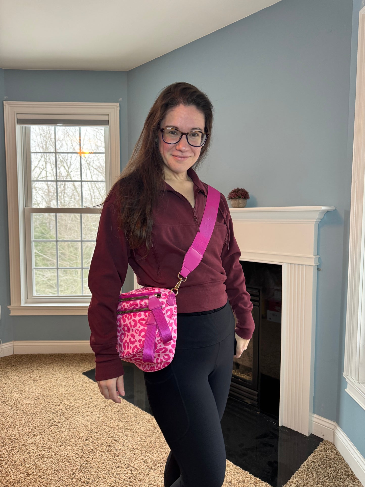 The Roni Nylon Crossbody - Animal Print Hot Pink