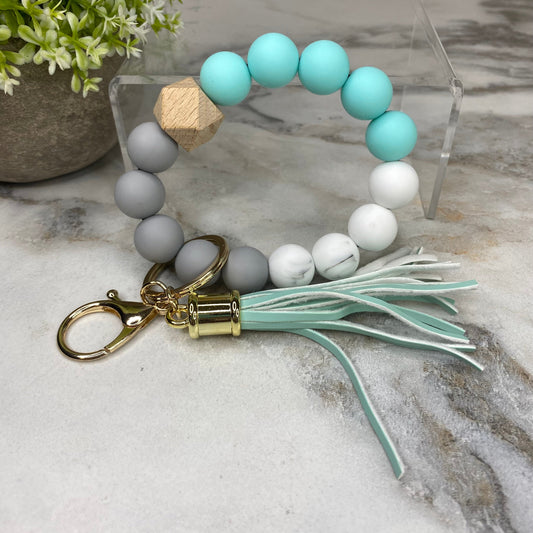 Silicone Bracelet Keychain - Aqua