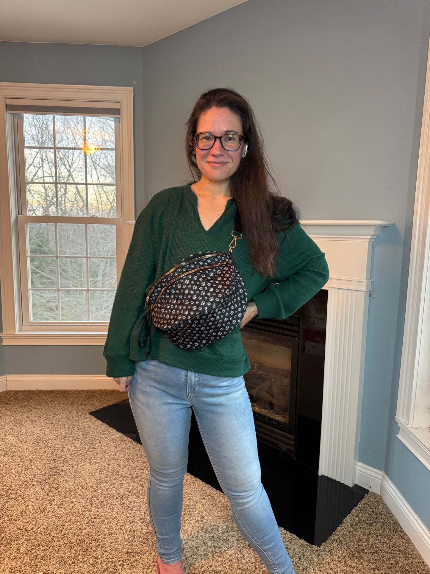 The Roni Nylon Crossbody - Black & Grey Paw