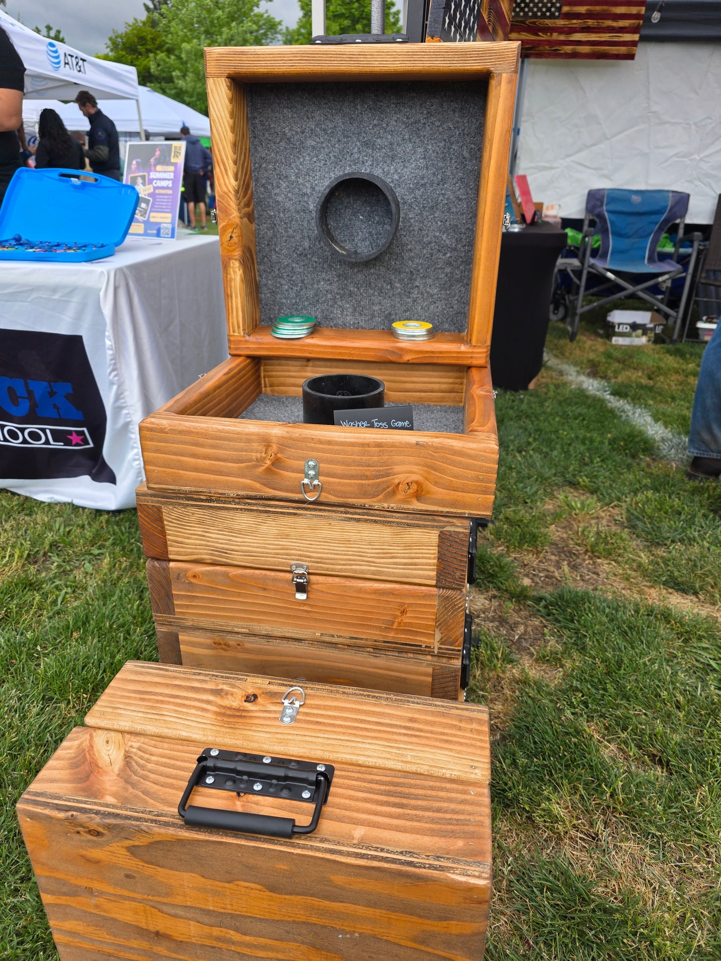 Indestructible Washer Toss Game – Solid Wood Yard Game (16” x 16”)