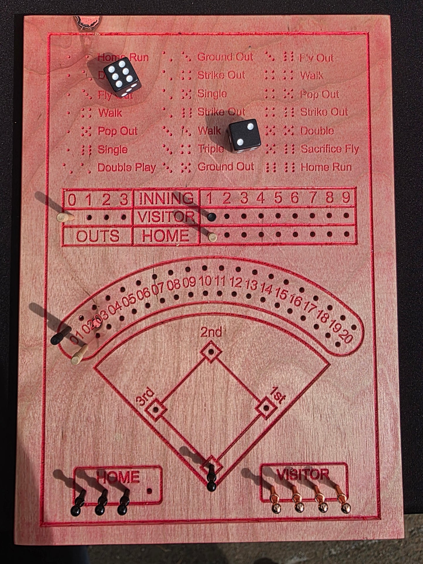 Wooden Baseball Game with Dice