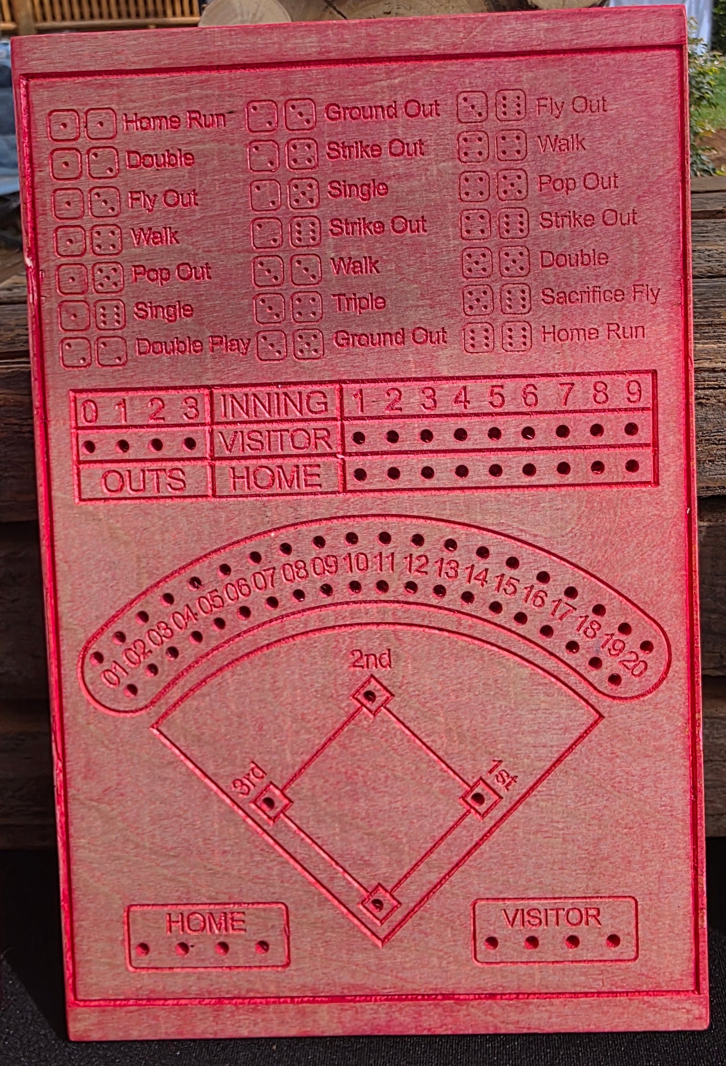 Wooden Baseball Game with Dice