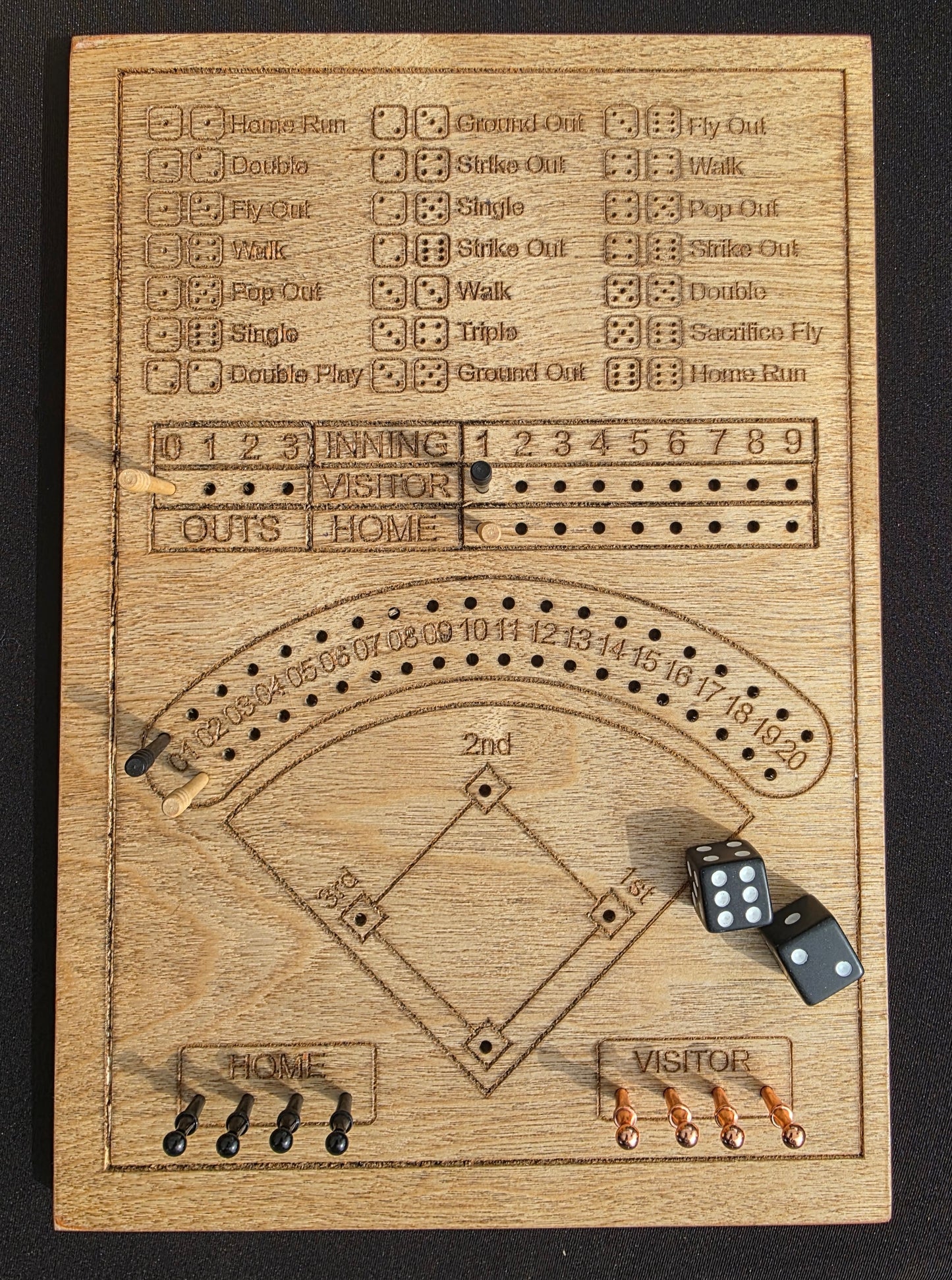 Wooden Baseball Game with Dice